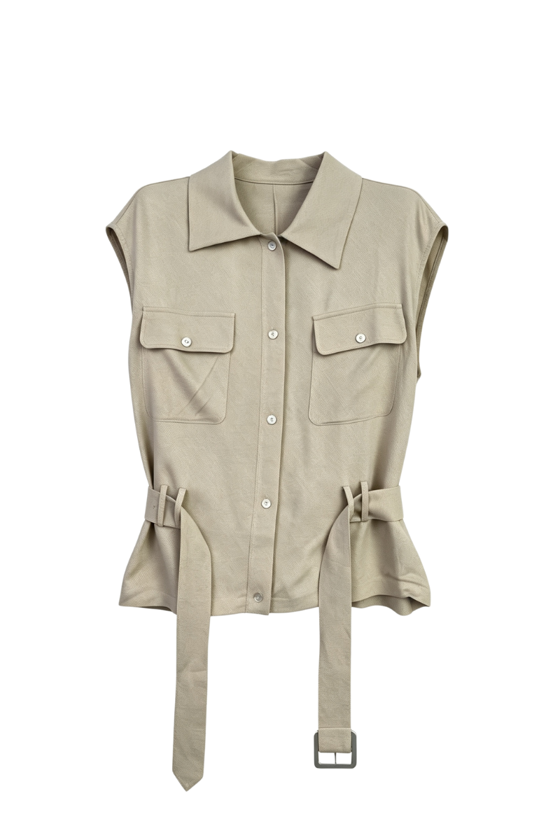 Max Simple Cinched Cargo Top Natural MSYW263076N