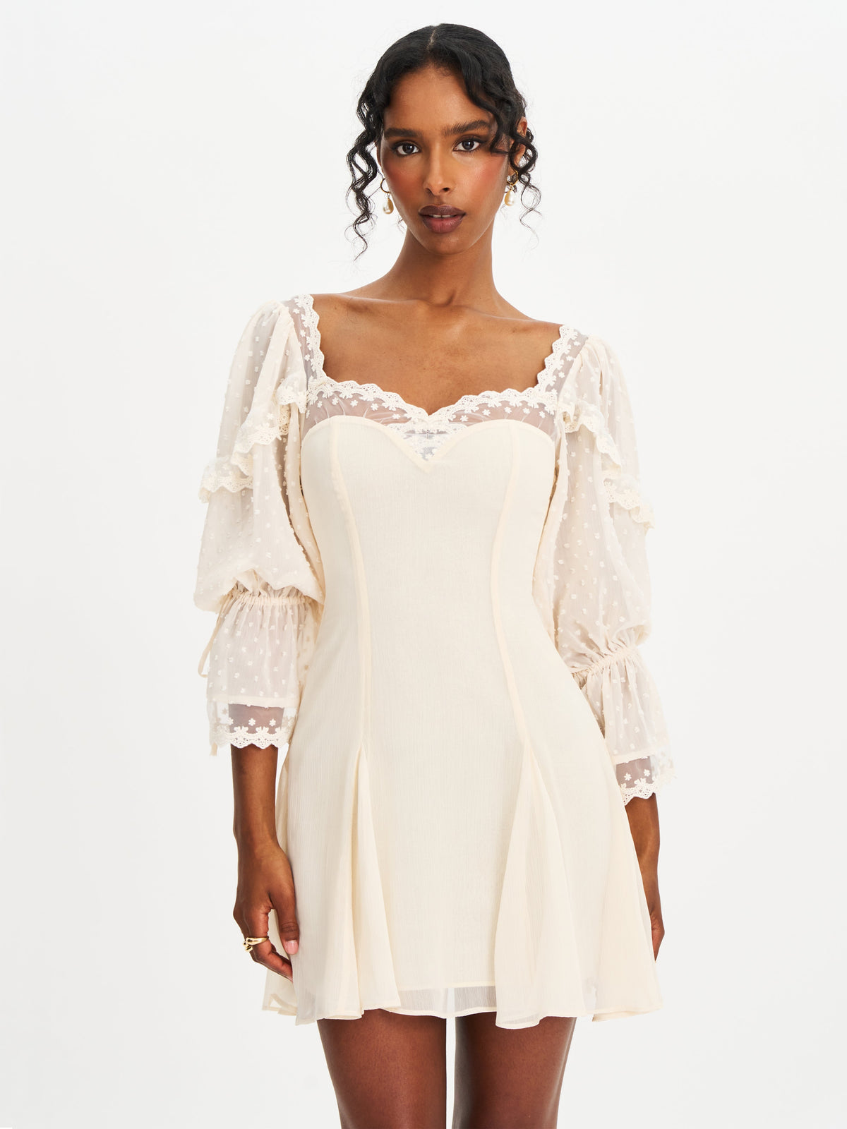 Zakira Lace Trim Half Sleeve Mini Dress (Archive Sale)