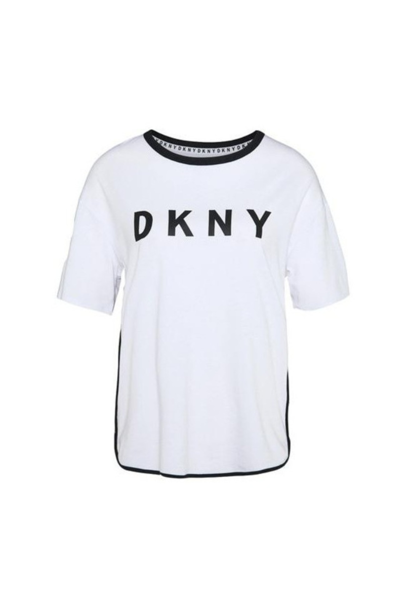 DKNY Printed stretch-jersey Logo T-Shirt White