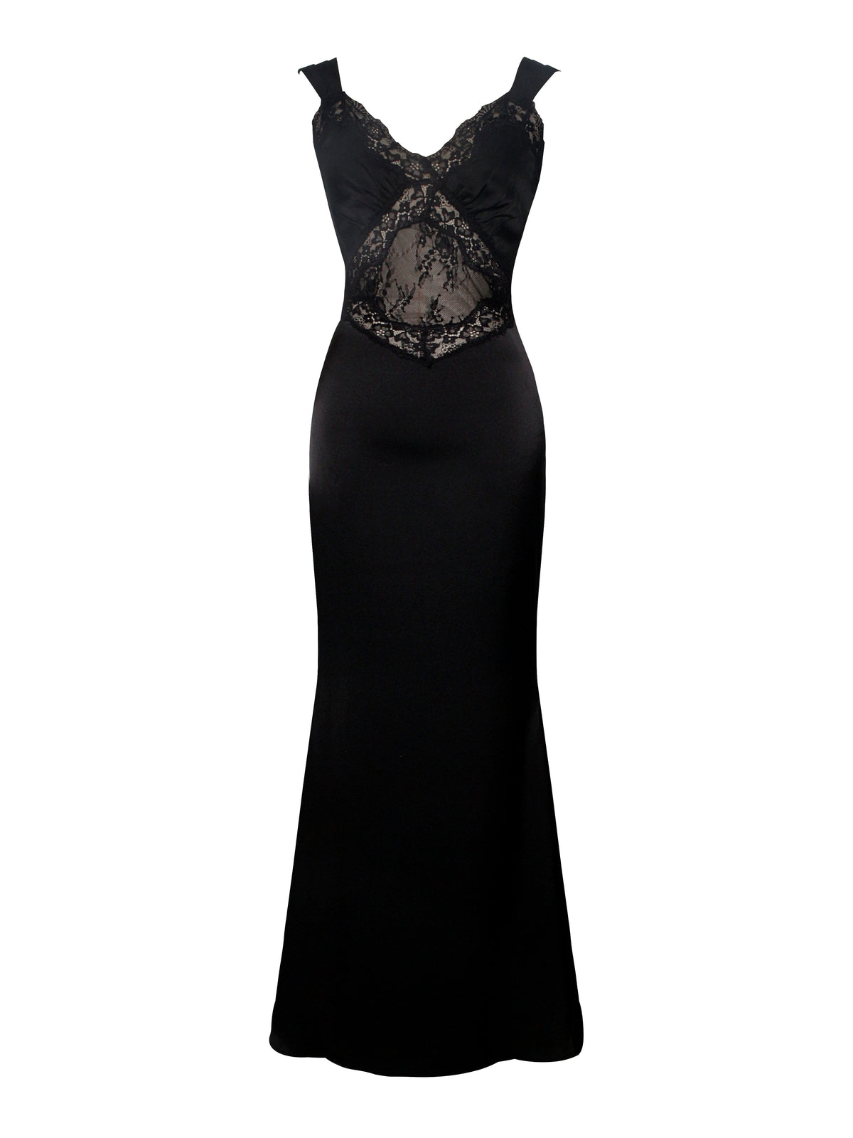 Camila Black Satin and Lace Maxi Dress (Archive Sale)