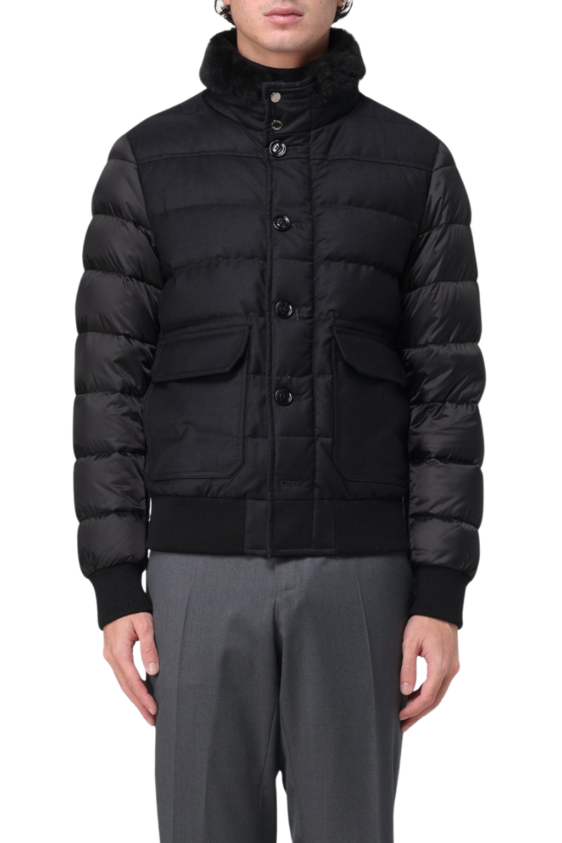 MooRER FANTONI-SHL Fur Collar Bomber Jacket Nero/Nero