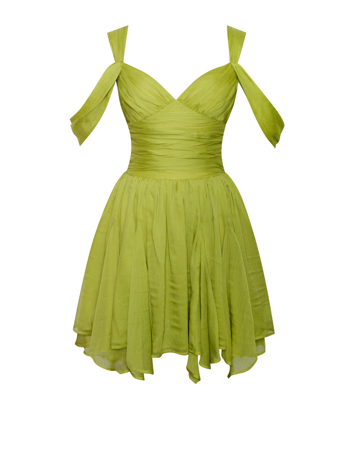 Frani Olive Green Layered Mesh Mini Dress (Archive Sale)