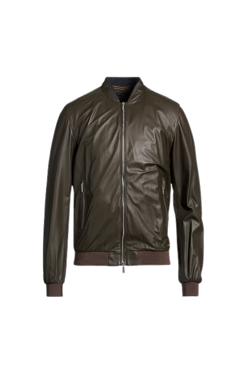 MooRER CORELLIPEL Leather Bomber Jacket Fango