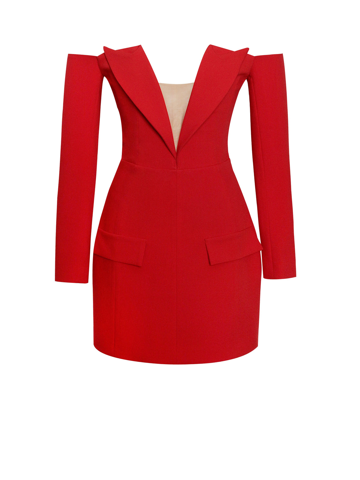 Polina Red Off Shoulder Long Sleeve Blazer Dress (Archive Sale)