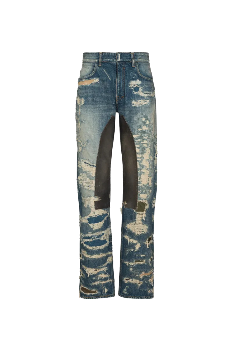 Givenchy Straight Fit Denim Trousers W/ Yokes-Medium Blue
