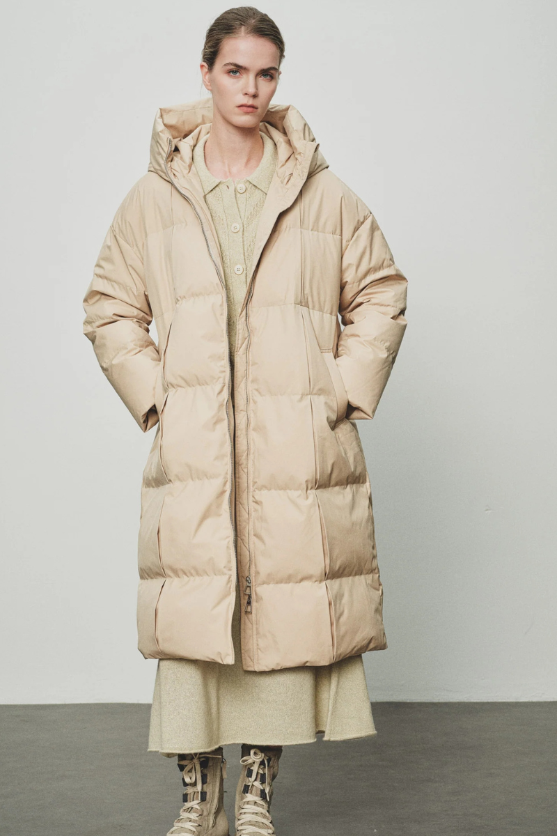Max Simple Structural Tucks Down Coat Khaki MSJY257114K