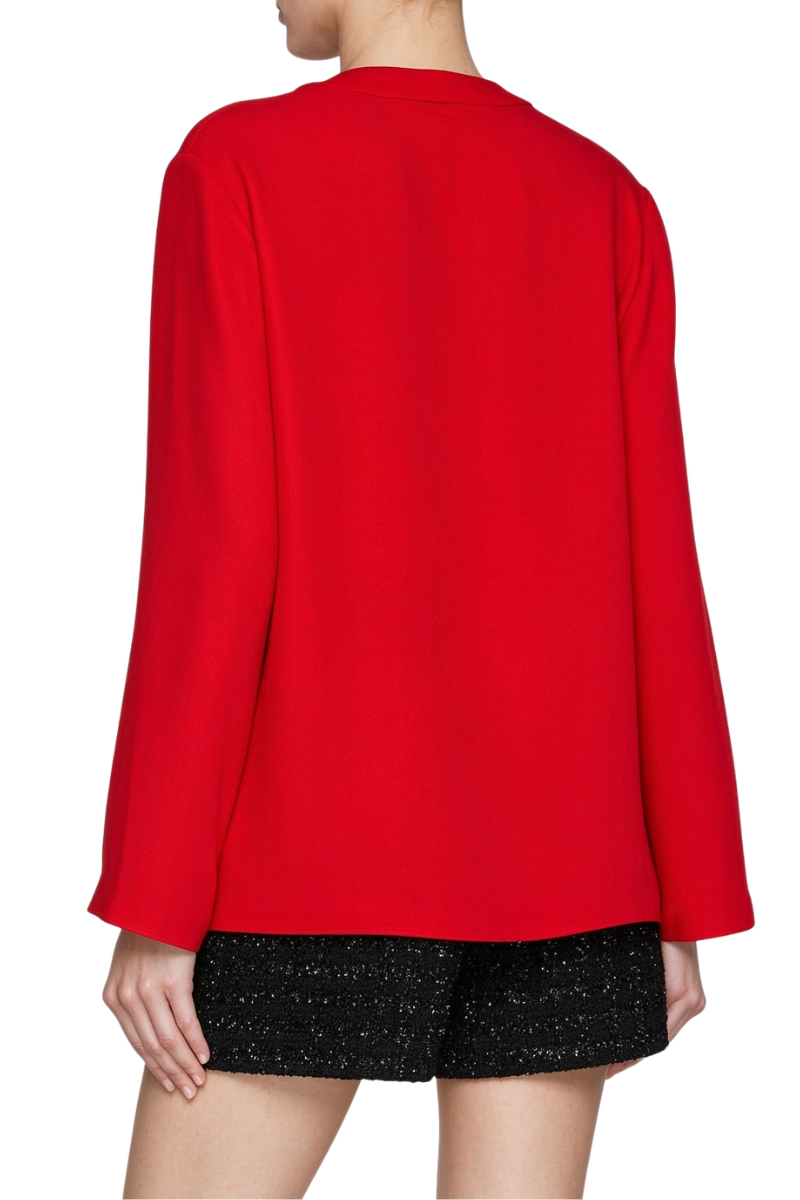 Valentino V Neck Long Sleeve Shirt Rosso 5B3AB6K01MM_157