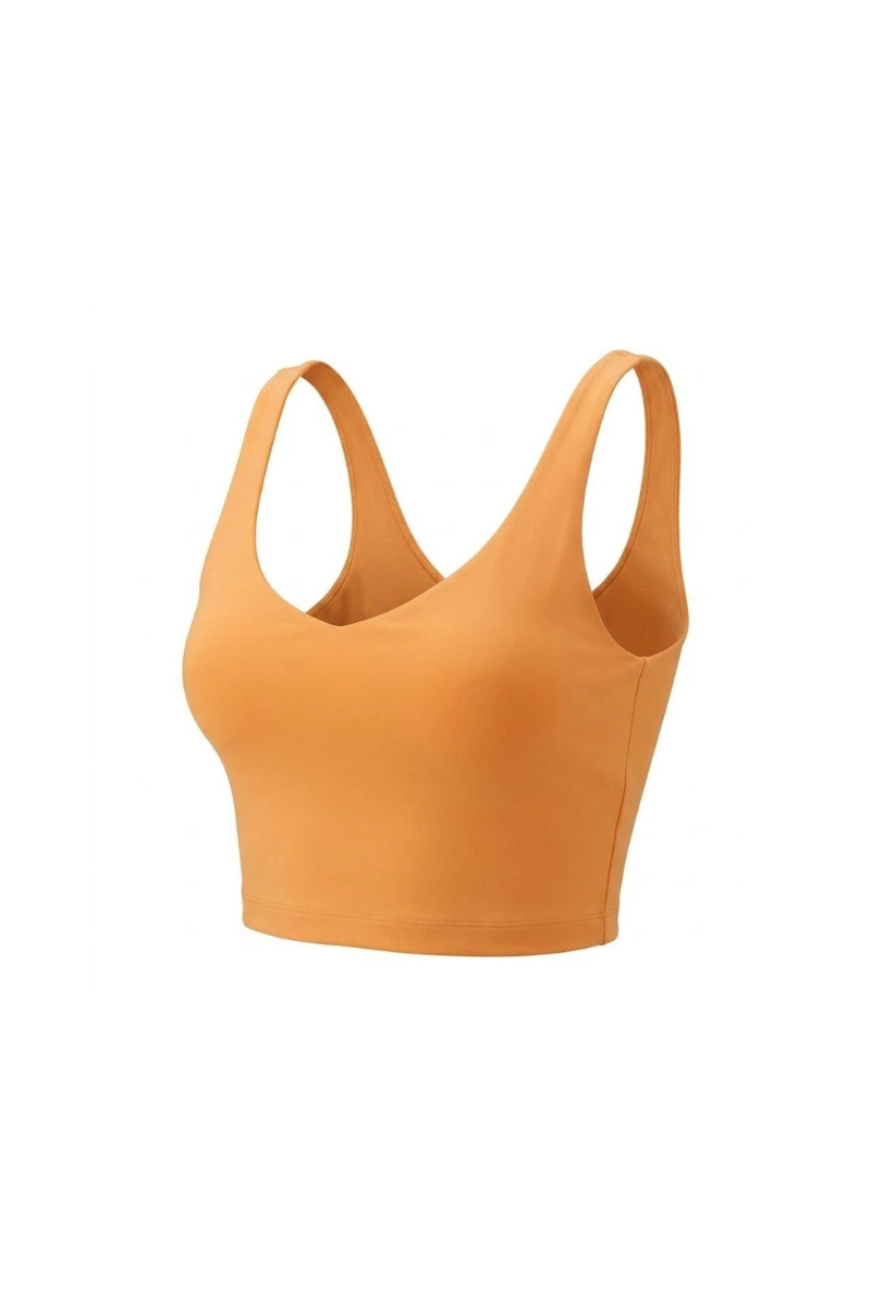 Bandier V-Neck Tempo Crop Bra Tangerine AA202183