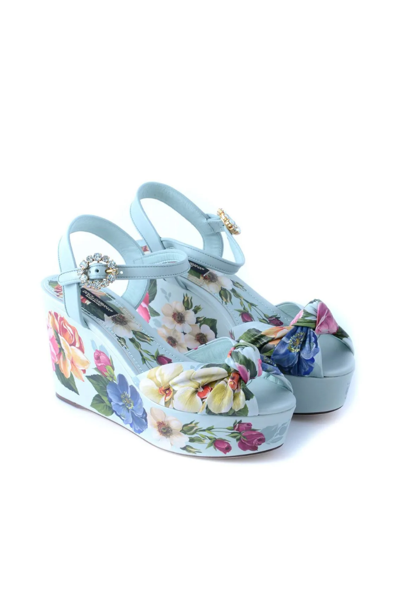 Dolce & Gabbana Women's Floral Printed Sandals on a Wedge