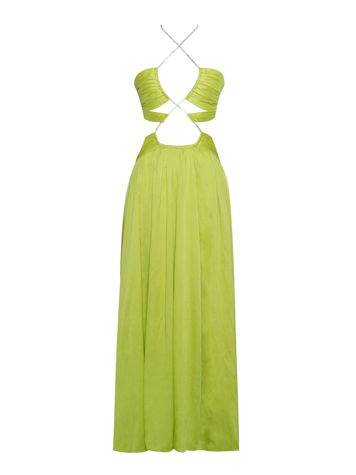 Quinby Lemon Chiffon Pleated Lace Up Maxi Dress (Archive Sale)