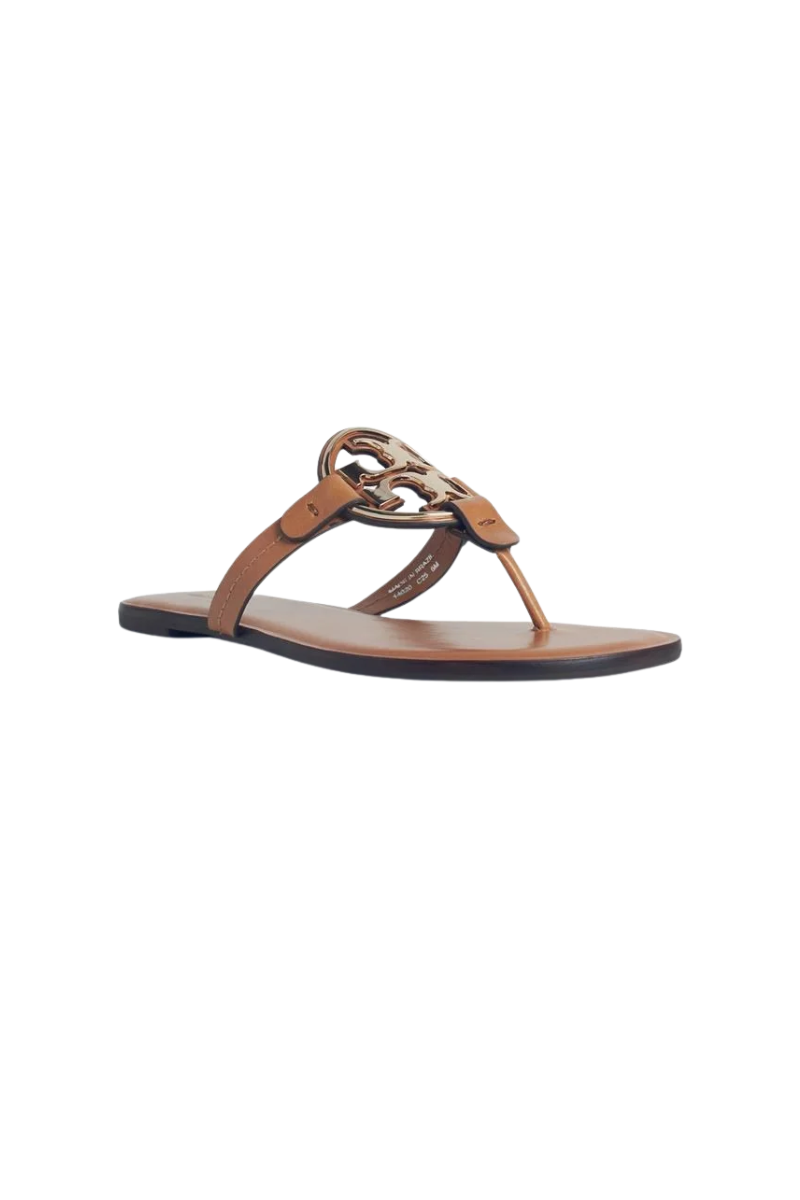 Tory Burch Metal Miller Thong Sandal Walnut/Gold 175596200