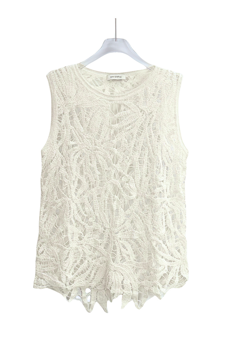 Max Simple Crochet Knit Vest White