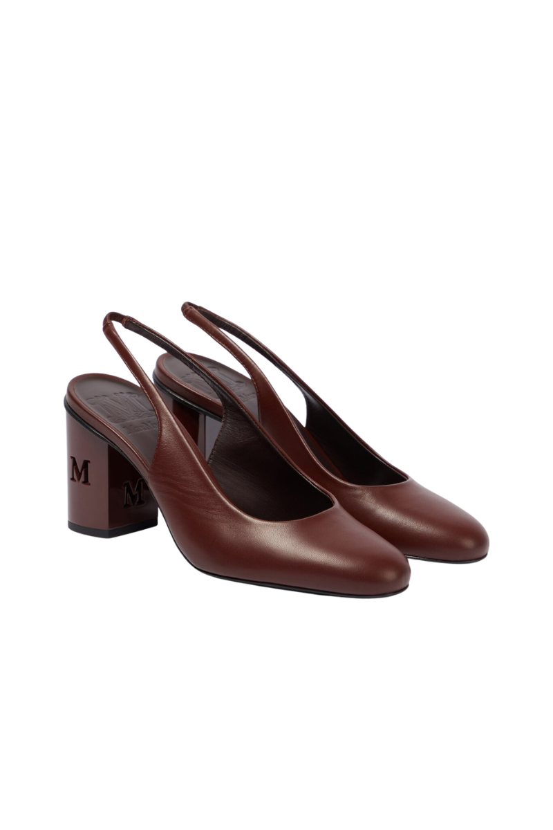 Max Mara Damiersli leather slingback pumps