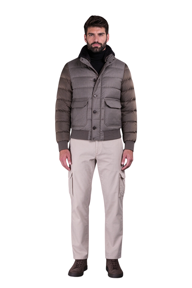 MooRER Fantonishl Fur Collar Bomber Jacket Walnutbeige