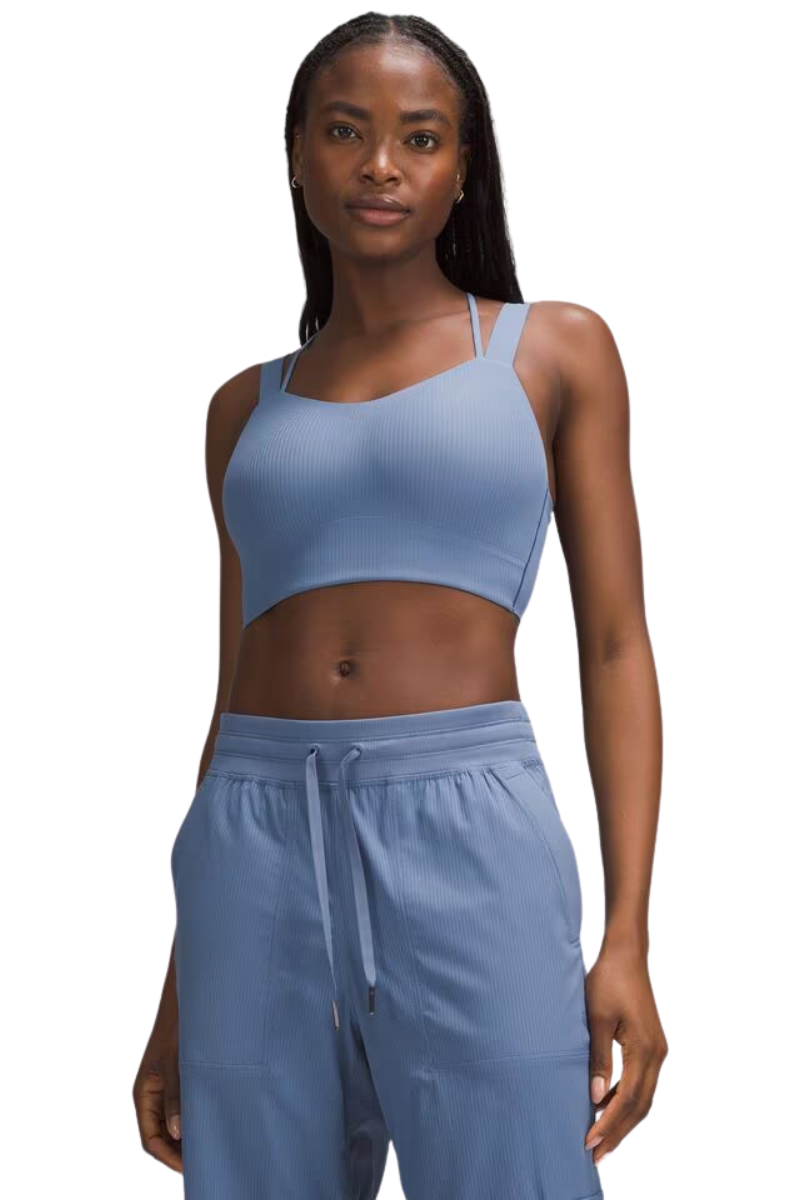 Lululemon Like a Cloud Longline Bra D/DD *Ribbed In Blue