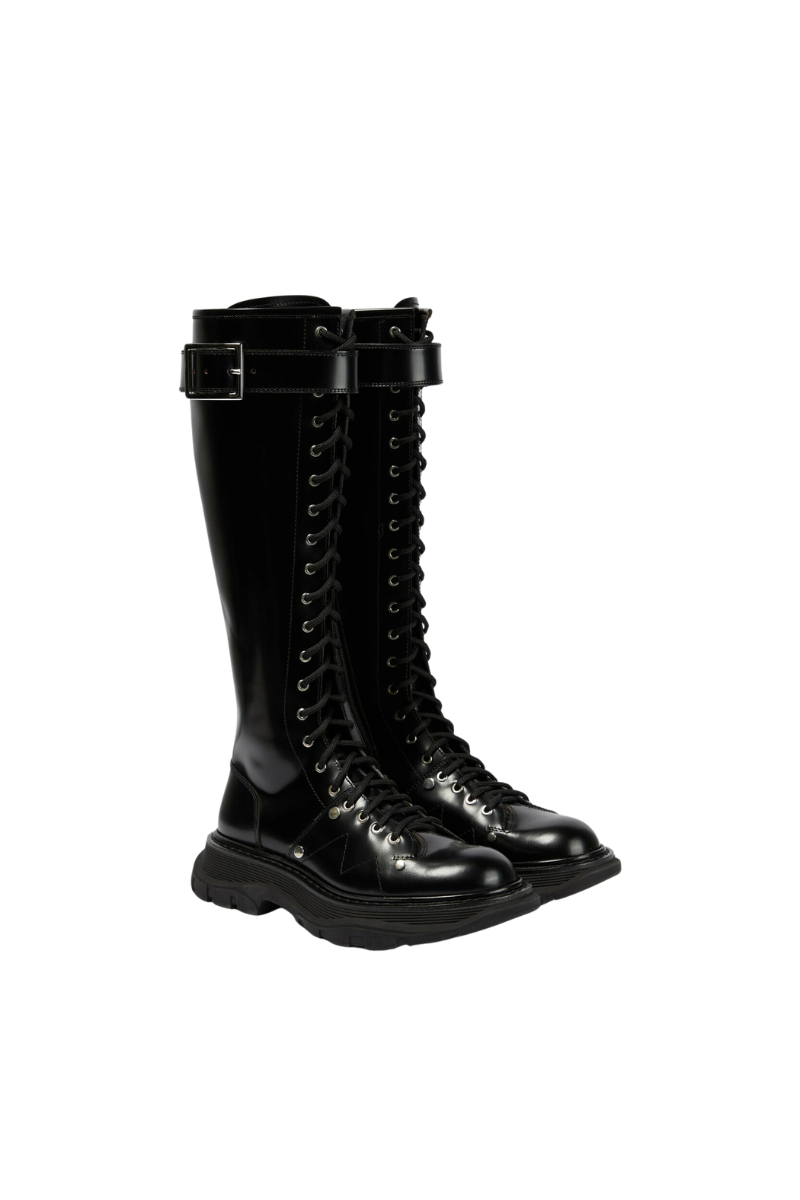 Alexander McQueen Leather knee-high boots 595466WHZ81 display picture 3
