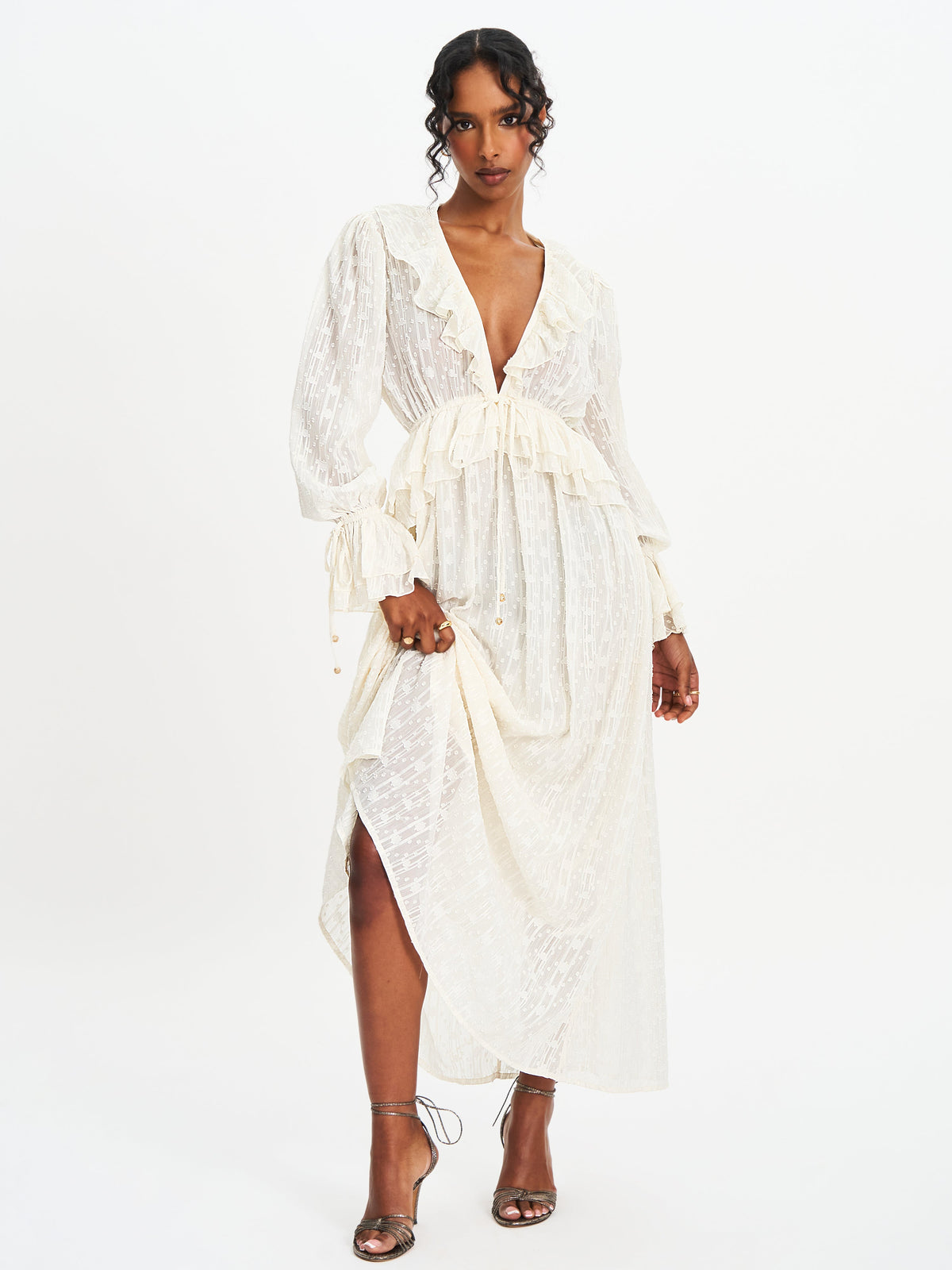 Safiya Jacquard Chiffon Long Sleeve Maxi Dress (Archive Sale)