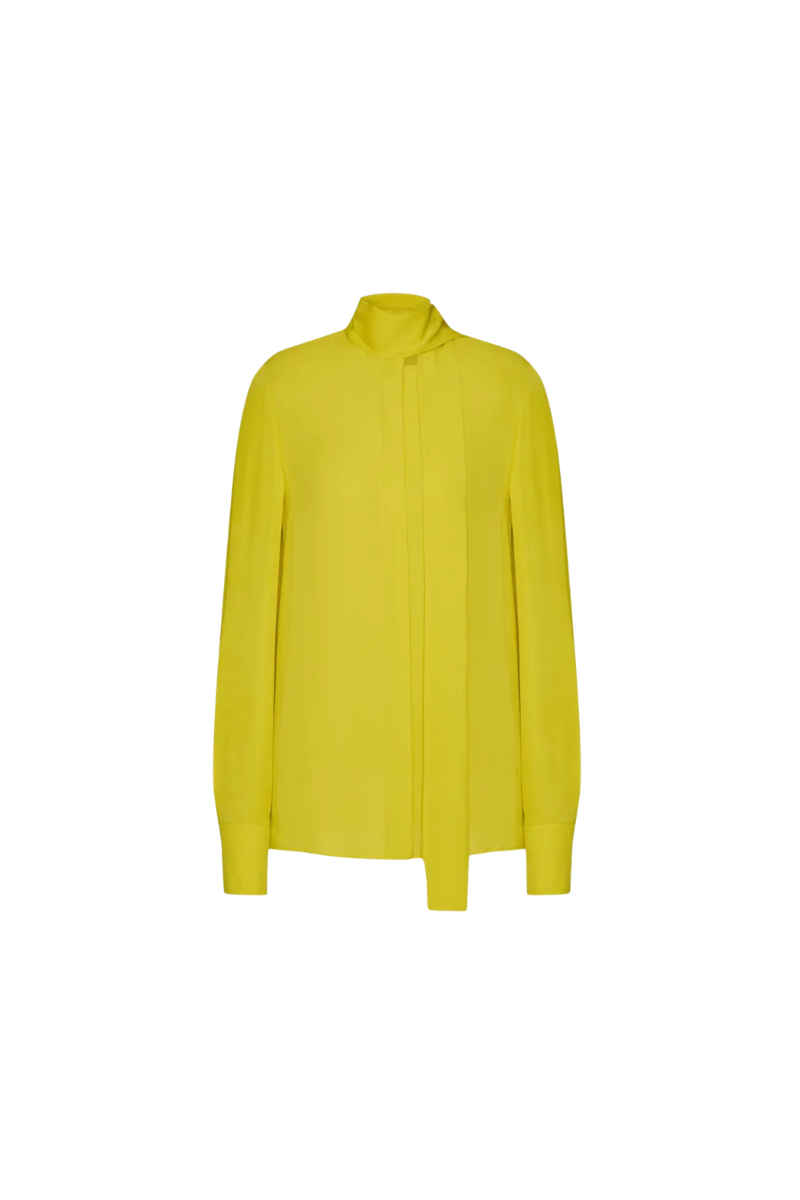 Valentino Tie Detail Long Sleeve Shirt Texture Yellow 4B3AB3Y31MH_YSZ