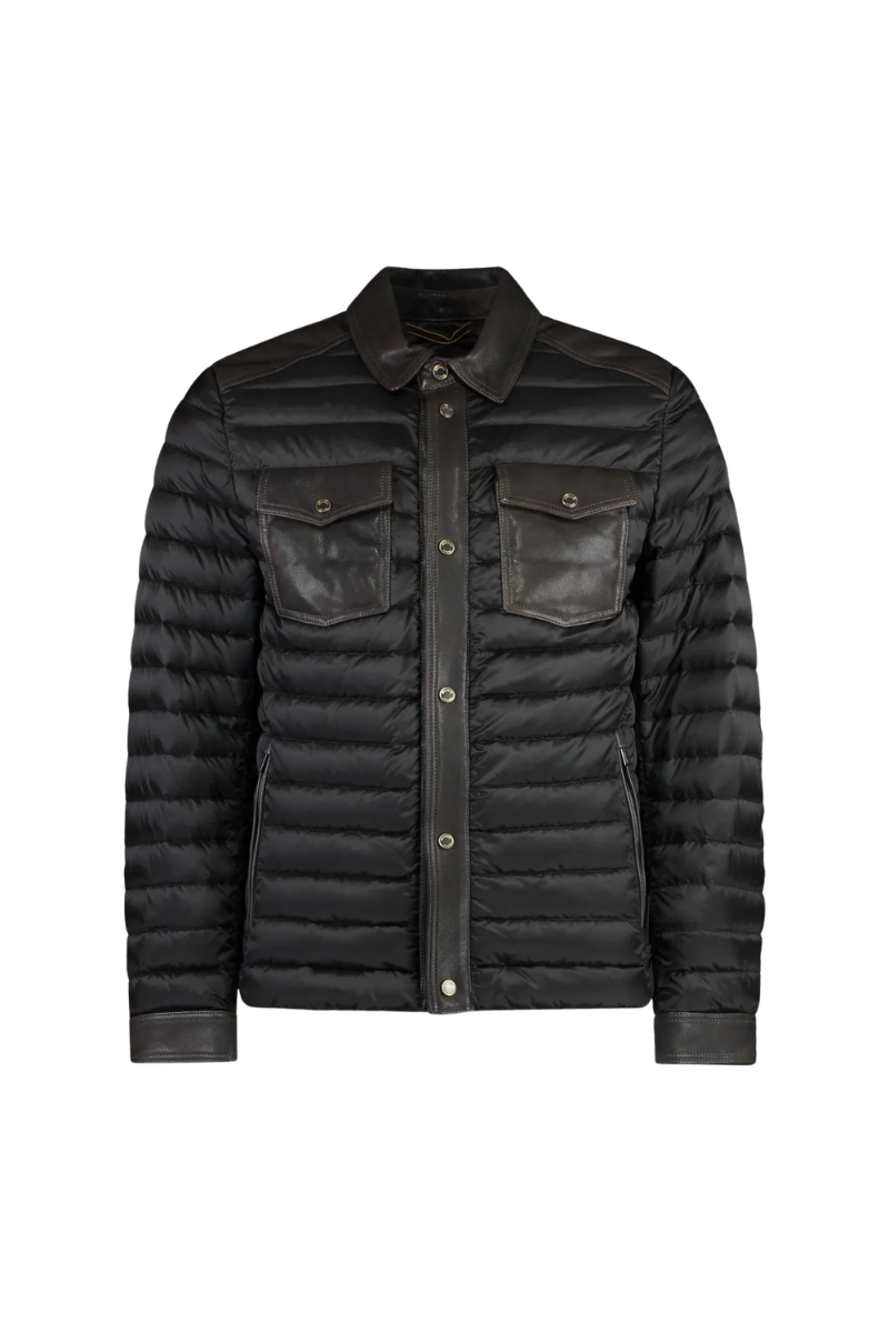MooRER CRESPIPE2 Collared Quilted Shirt-Style Jacket Deepbrown