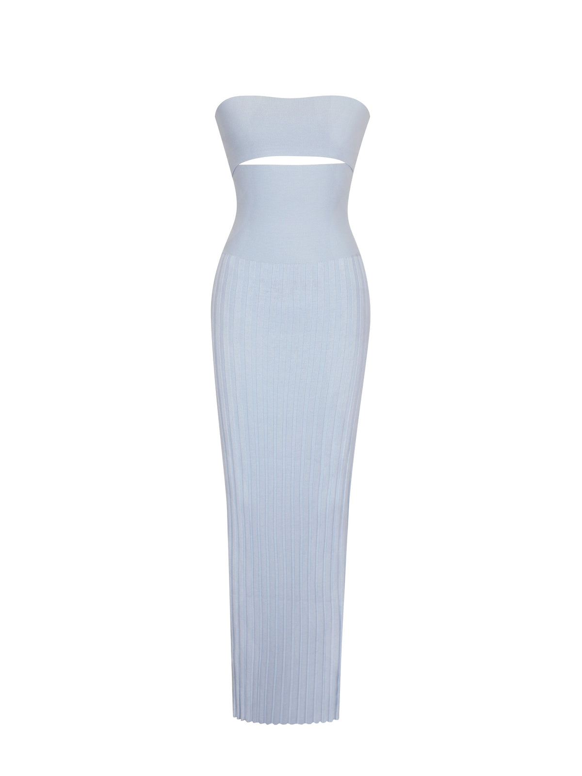 Yasmine Ice Blue Bamboo Knit Cutout Maxi Dress