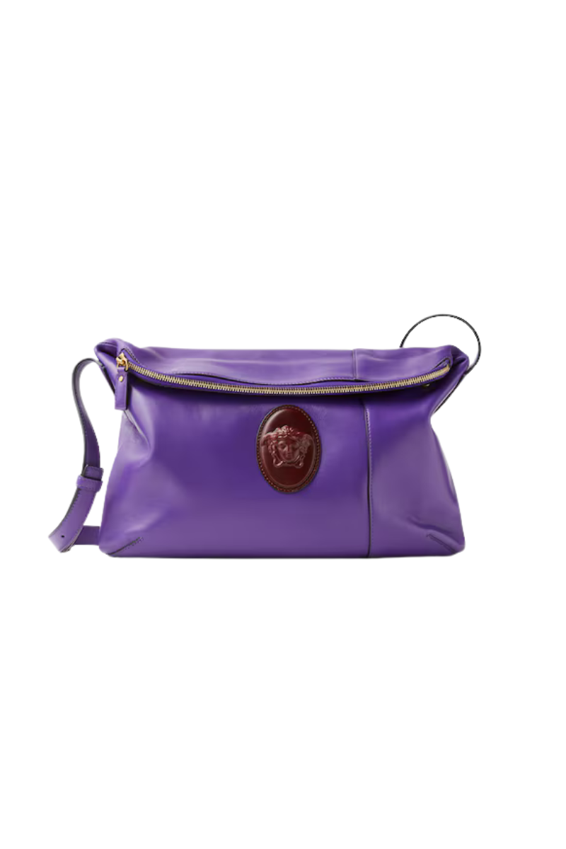 Versace Lou Nappa Shoulder Bag Purple