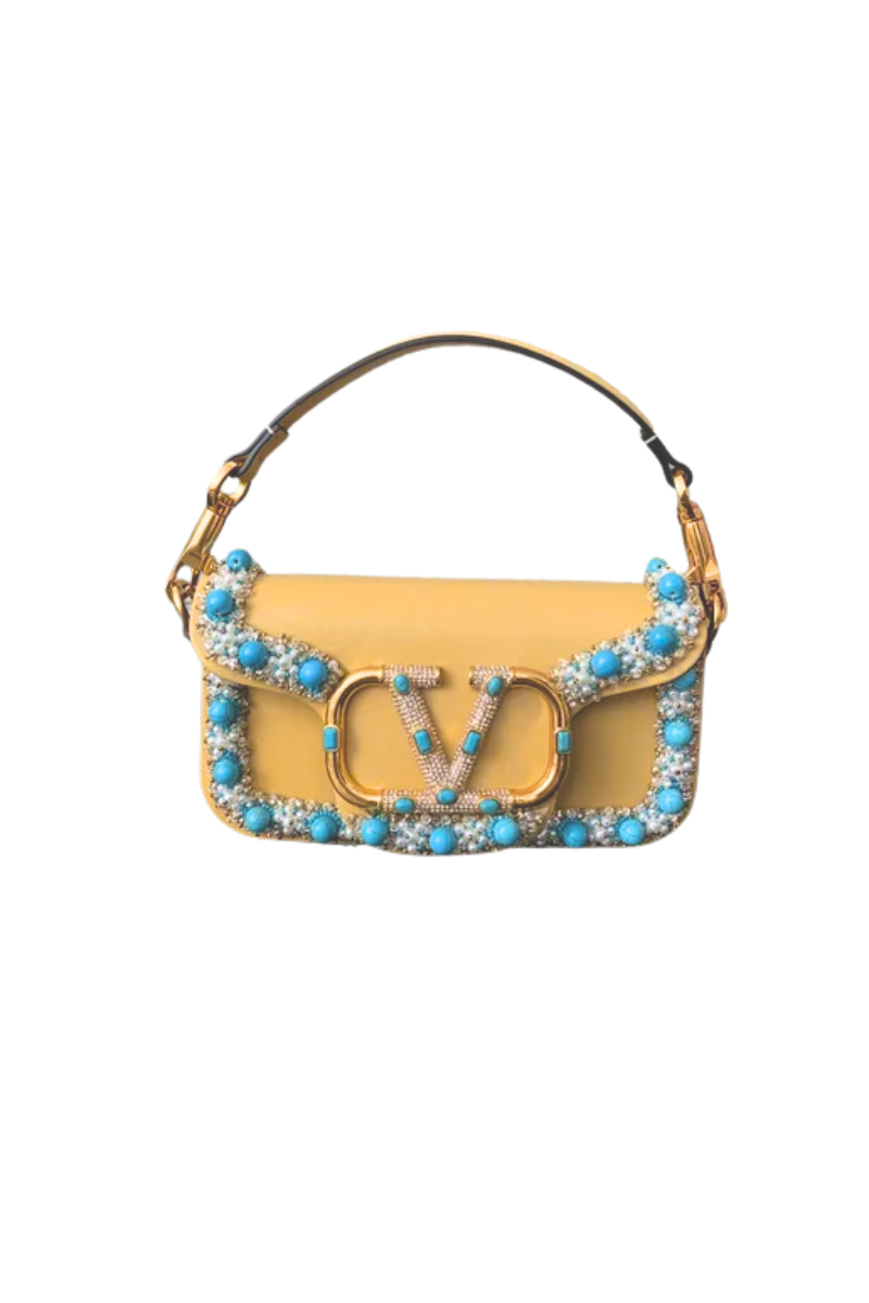 Valentino Garavani Small Raffia Shoulder Bag In Cappuccino