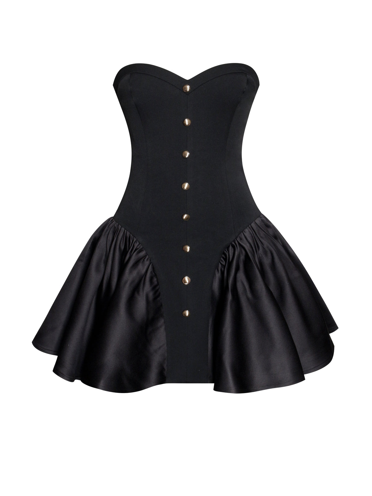 Kaden Black Drop Waist Mini Puffy Dress (Archive Sale)