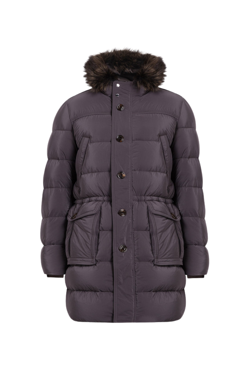MooRER DARRISOS Fur-Trim Hooded Mid-Length Down Parka Beaver