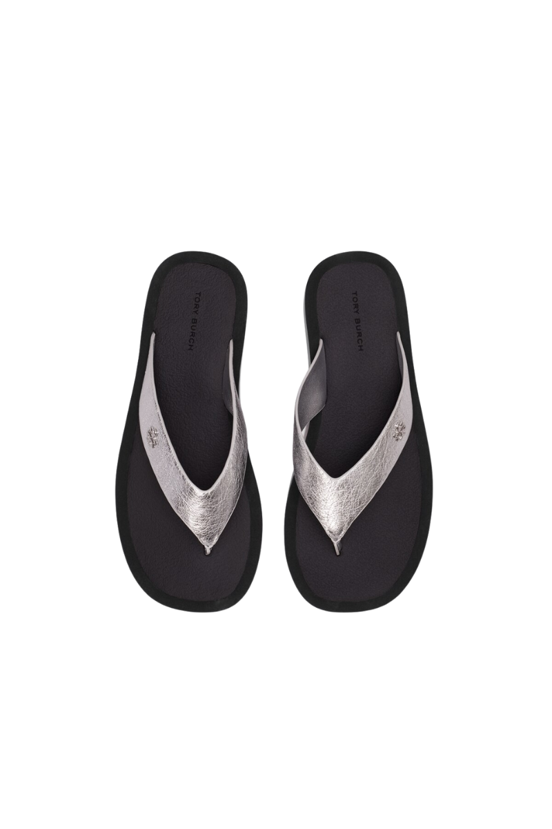 Tory Burch  Leather Platform Flip Flop Silver / Perfect Black / Silver 179521032