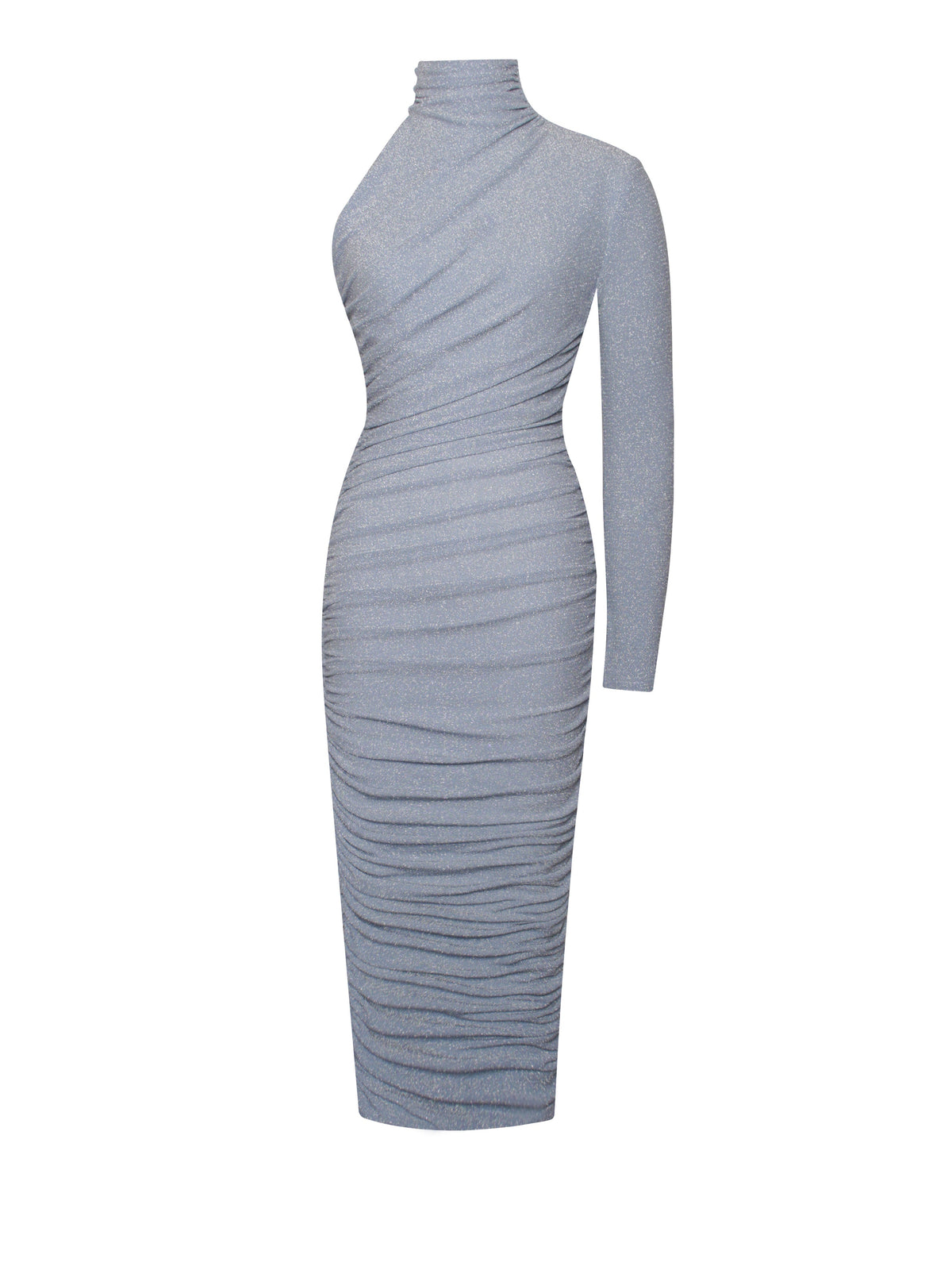 Peyton Light Blue One Sleeve Ruched Pencil Dress (Archive Sale)