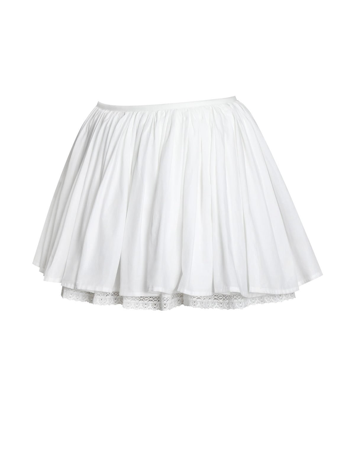 Aliza White Cotton Poplin Lace Trim Layered Mini Skirt