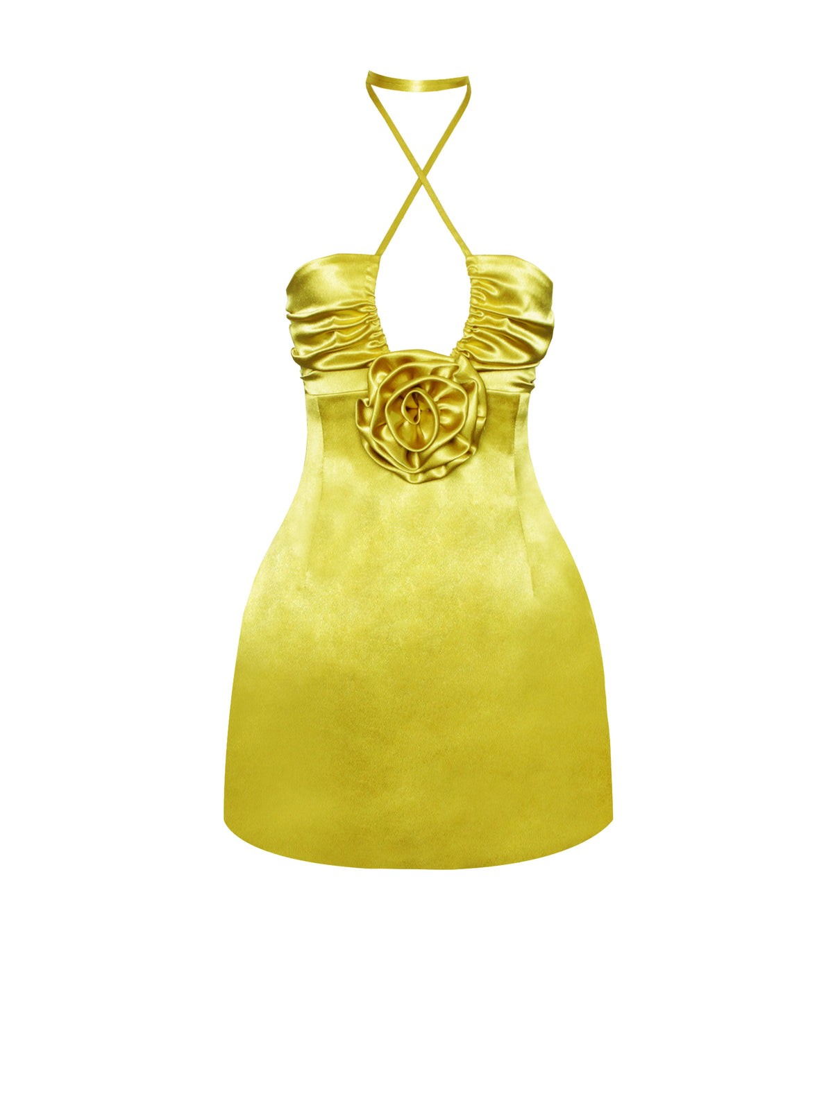 Marcia Gold Satin Strappy Halter Neck Dress (Archive Sale)