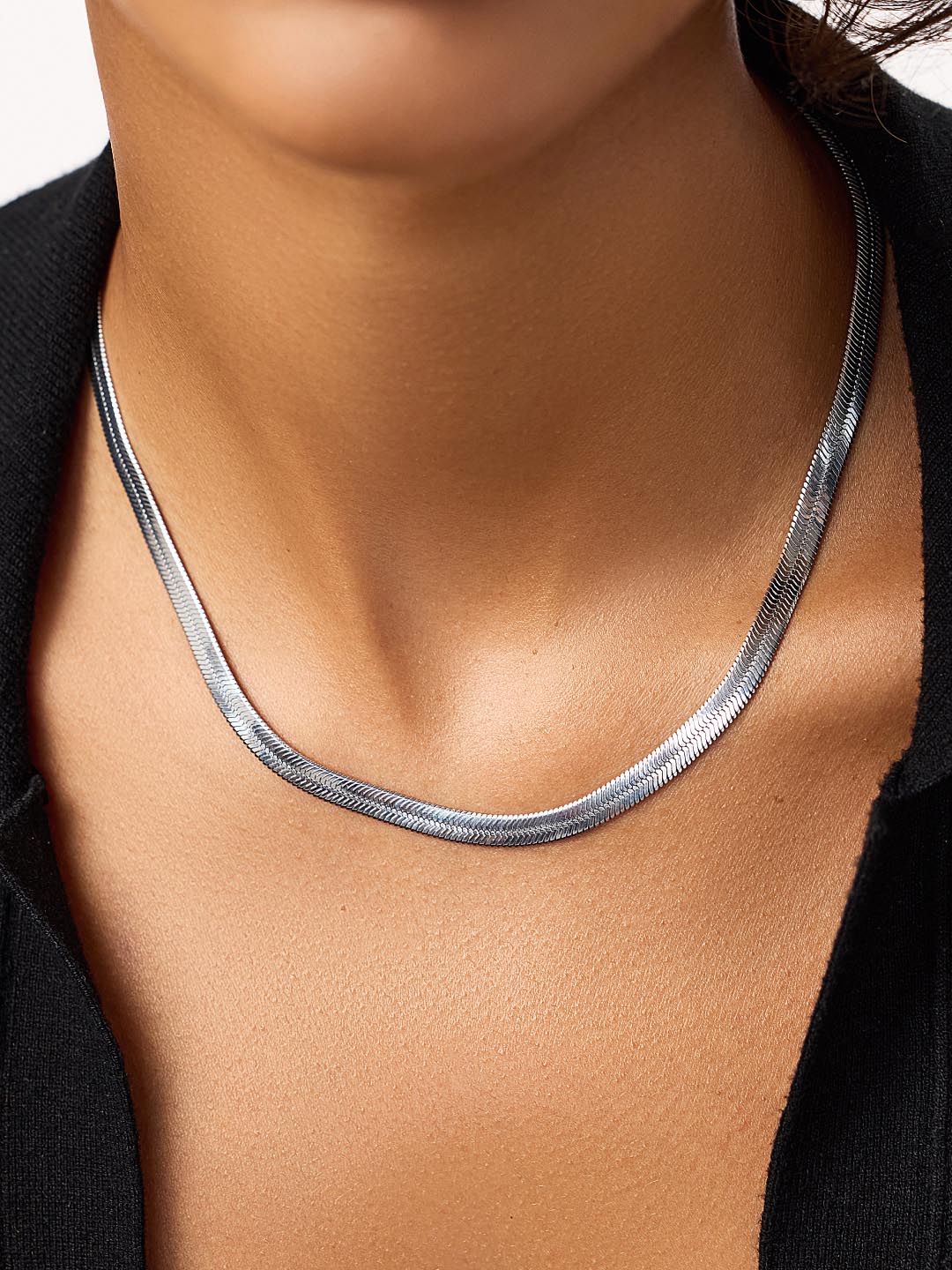 Herringbone Necklace - Ina Silver Bold