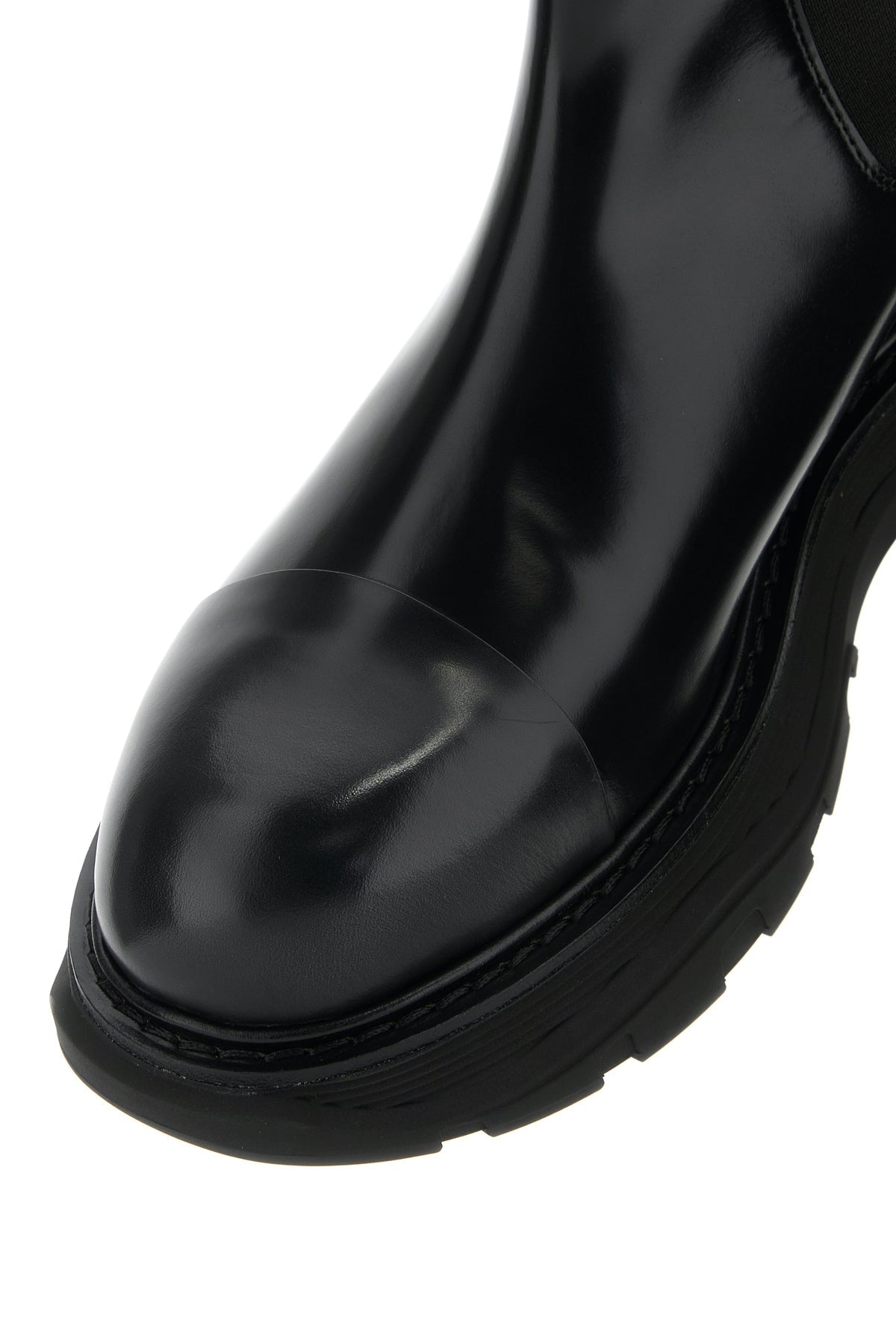 ALEXANDER MCQUEEN Black leather Chelsea Tread ankle boots