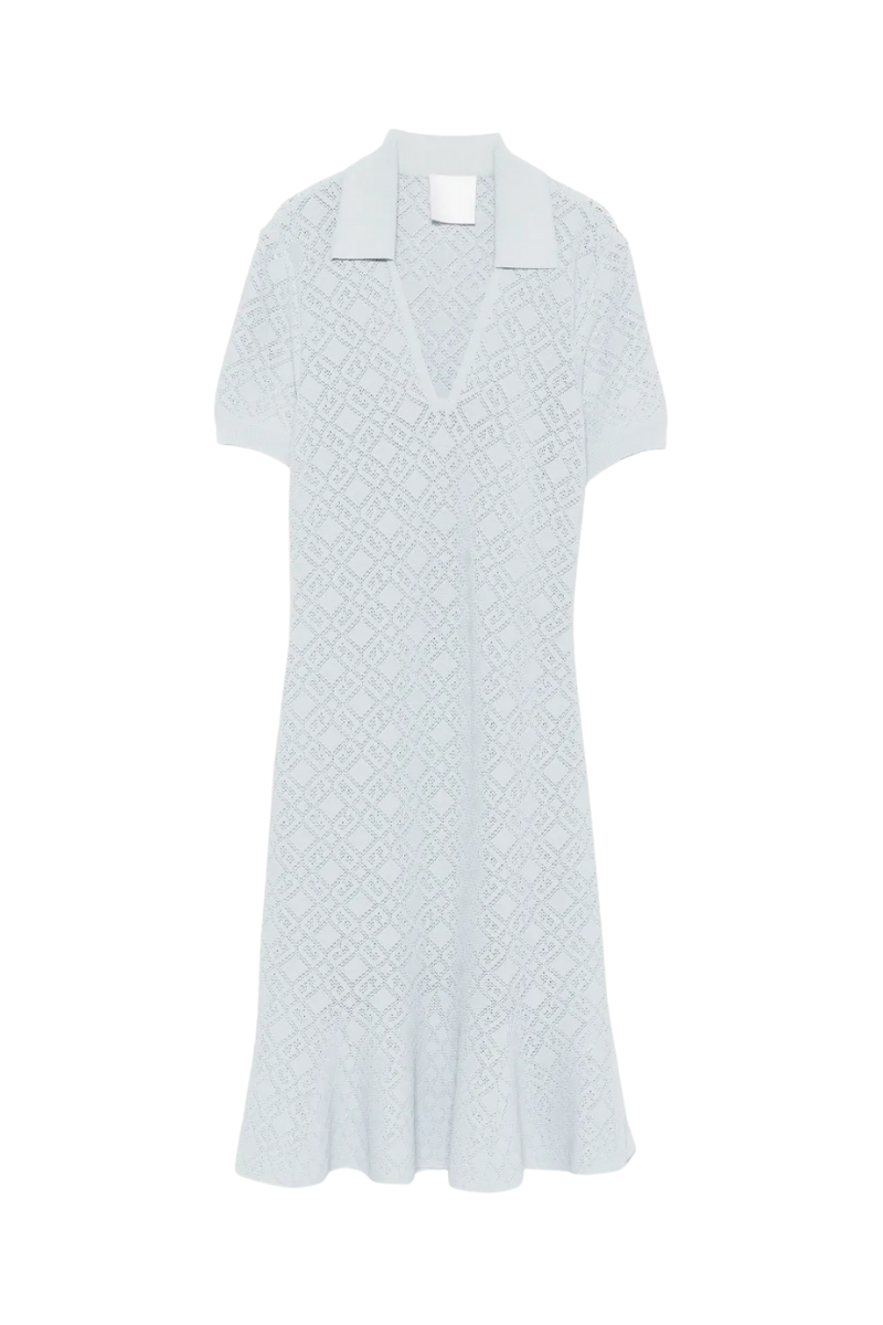 Givenchy Polo Collar Short Dress-Pale Blue