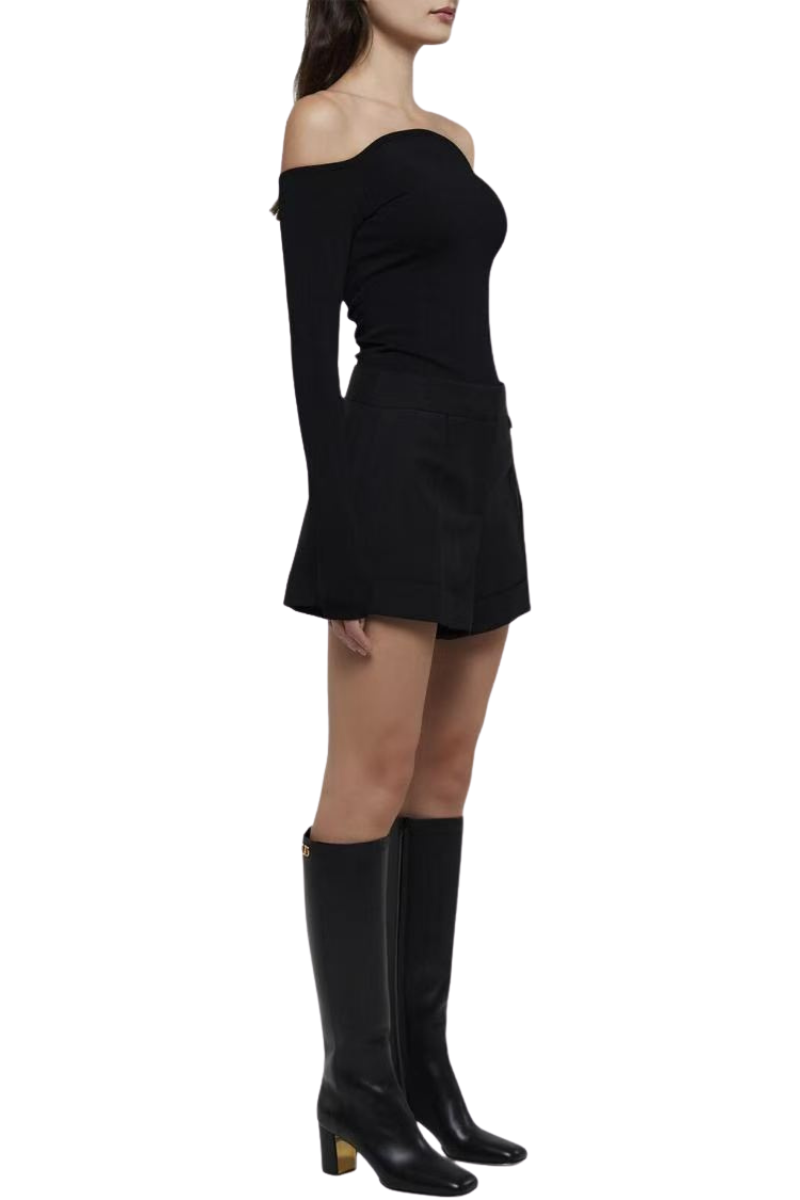 Givenchy Solid Cuffed Straight Leg Shorts Black BW50WP13QB