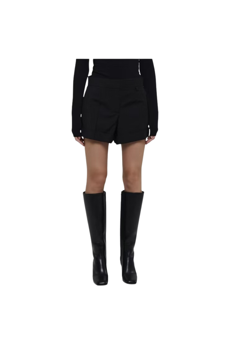 Givenchy Solid Cuffed Straight Leg Shorts Black BW50WP13QB