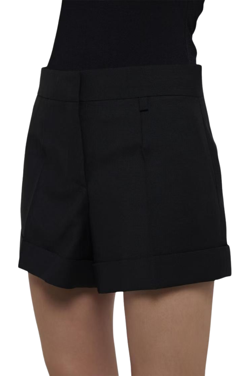 Givenchy Solid Cuffed Straight Leg Shorts Black BW50WP13QB