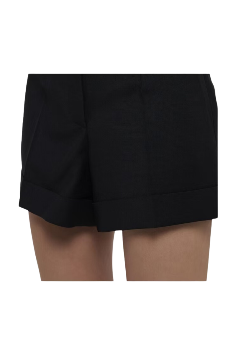 Givenchy Solid Cuffed Straight Leg Shorts Black BW50WP13QB