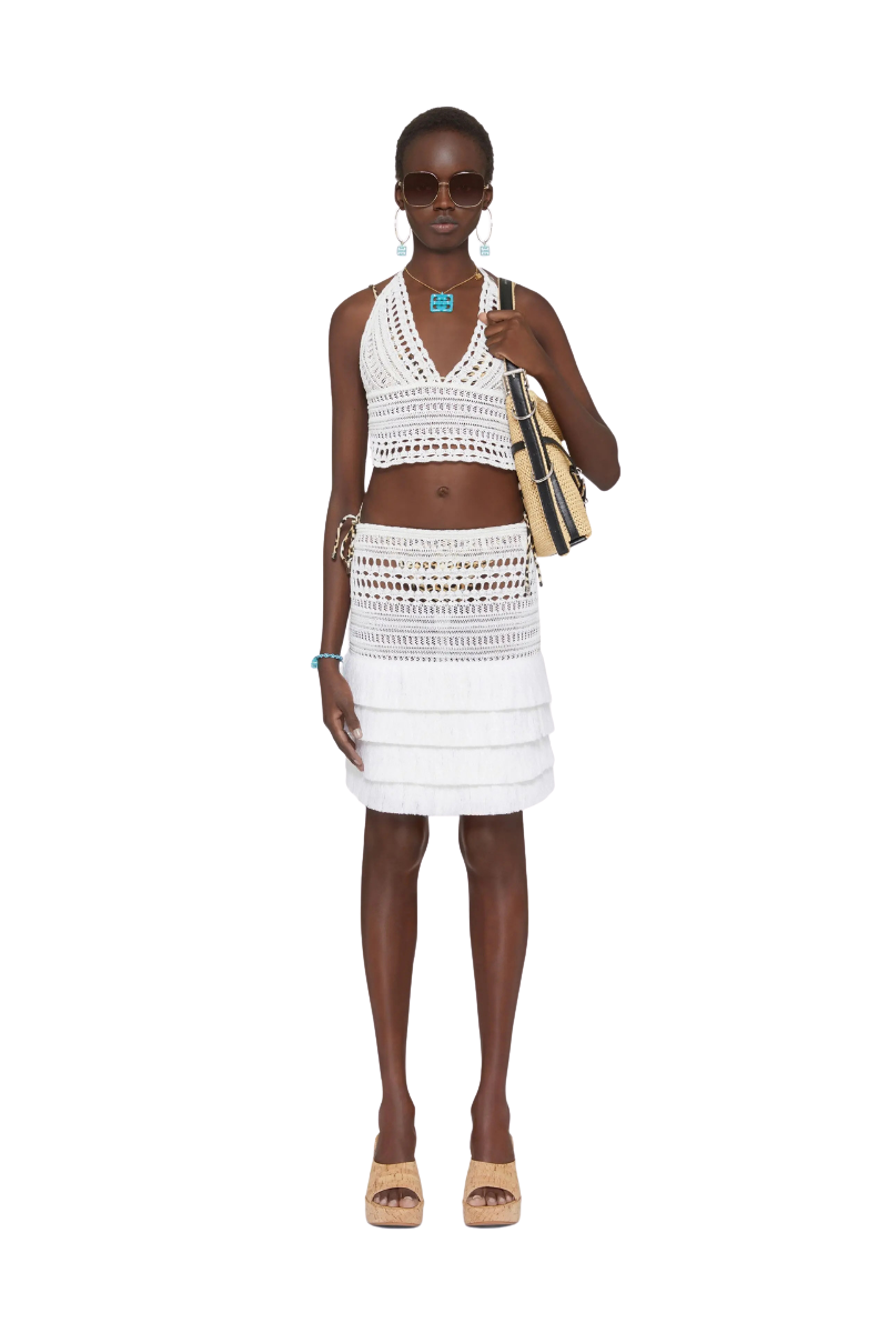 Givenchy Fringes Short Skirt White BW40VV4ZMP