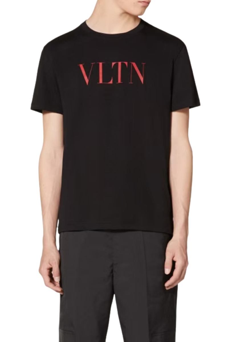 Valentino VLTN Print Cotton T‑Shirt Nera TV3MG10V3LEONR