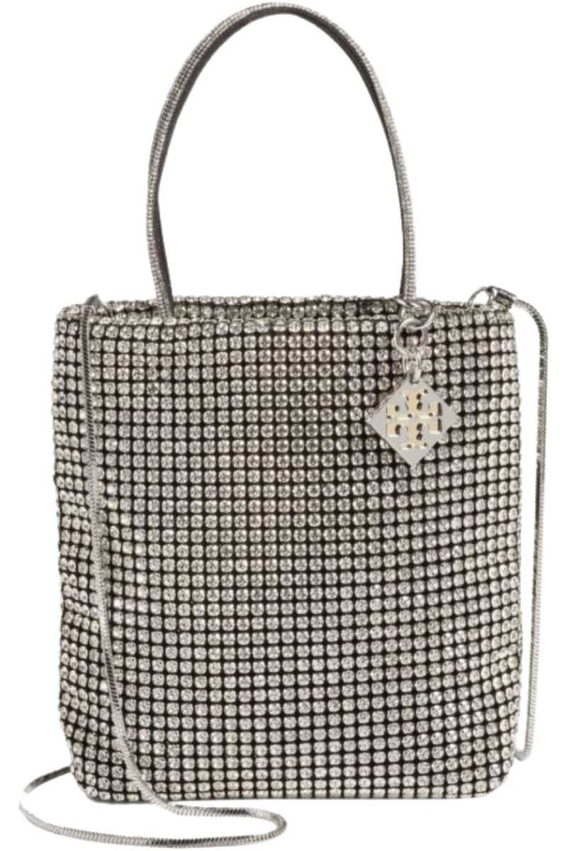 Tory Burch Key Item Crystal Embellished Mini Tote Silver 152420040
