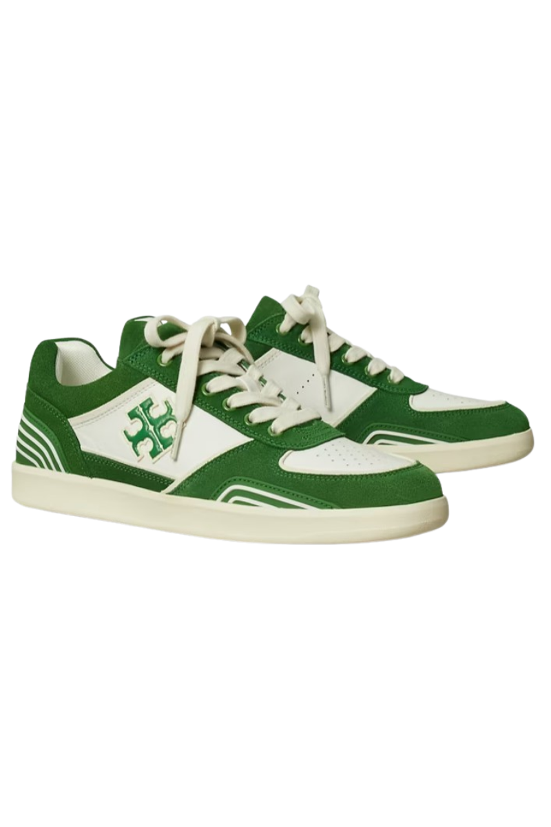 Tory Burch Clover Court Sneakers White/Mossy Green/Mossy Green 162682300