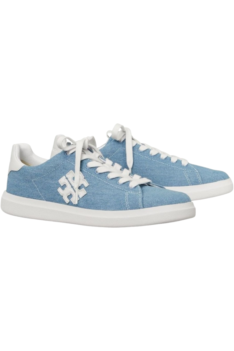 Tory Burch Double T Howell Court Flats Denim/Titanium White 158678400