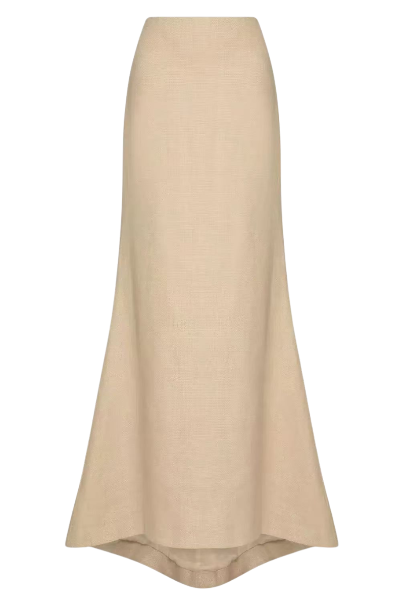 Valentino Linen Canvas High Waist Maxi Skirt Old Ivory 4B0RA9B86D2_0X2