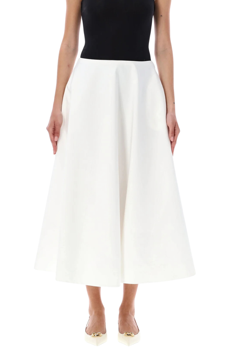 Valentino Straight Hem A-Line Skirt Bianco Ottico 4B0RABC15DN_001