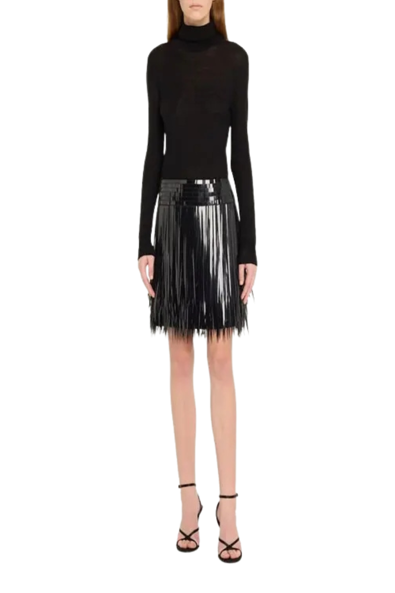 Valentino Garavani Sequined Fringe Mini Skirt Nero 5B0RACC51C8_0NO