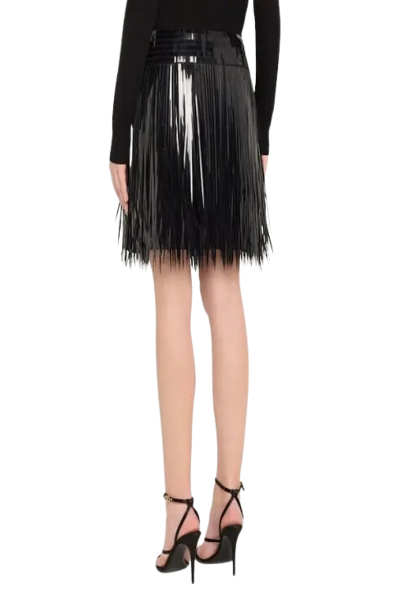Valentino Garavani Sequined Fringe Mini Skirt Nero 5B0RACC51C8_0NO