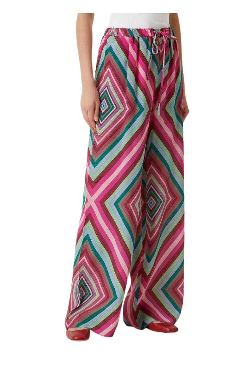 Valentino Colorblocked Geometric Patterned Silk Pants Multicolor 5B3RB4558RT_M12