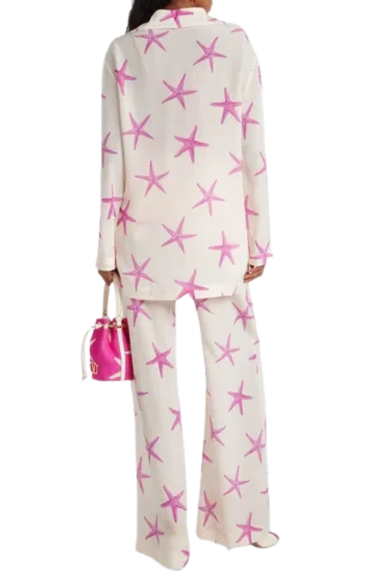 Valentino Printed Silk Shirt Avorio/Pink Pp 5B3VAAN58TA_KEZ